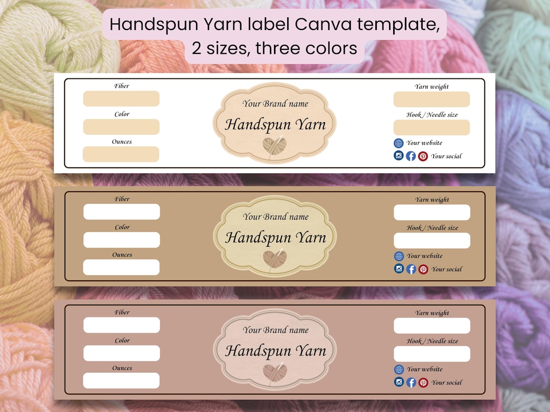 Yarn Label Pattern Editable Handspun Yarn Label Template |wrap Around Yarn Band | DIY ...