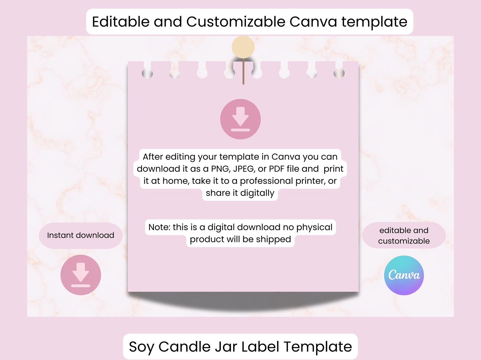 Editable Candle Label Canva Template | Custom Soy Candle Wrapper ...