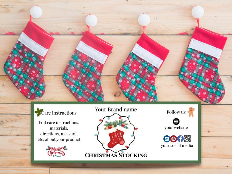 Editable Christmas Stocking Label Template | Decorative Christmas Socks ...