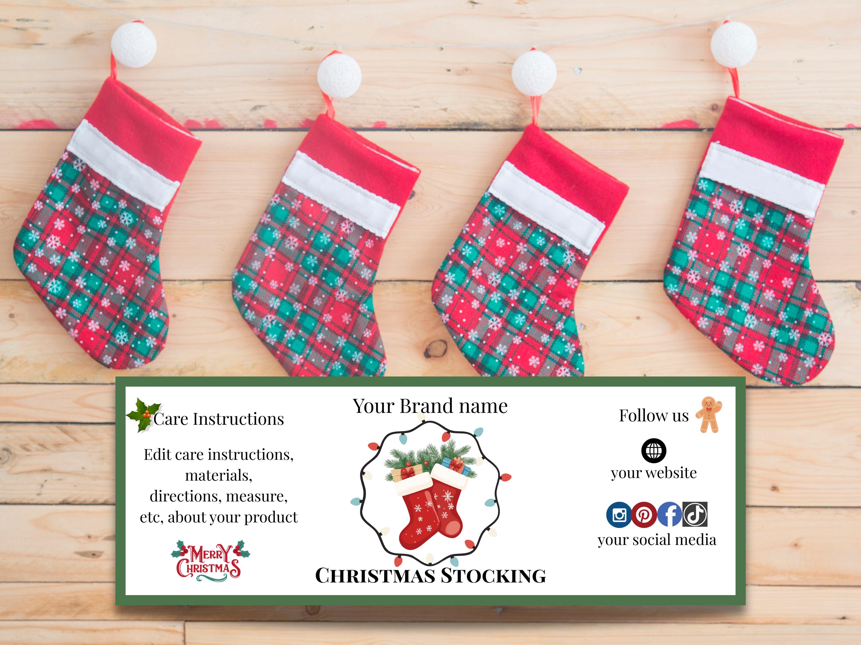 Stocking Cap Editable Editable Christmas Stocking Label Template | Decorative Christmas Socks ...