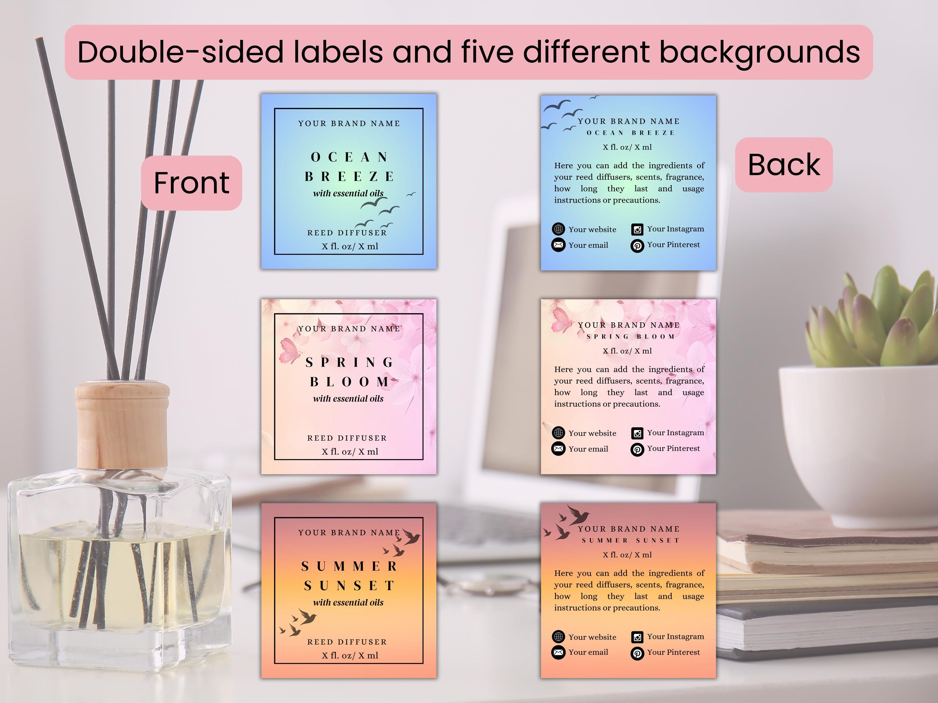 Reed Diffuser Label Canva Template | Editable Label for Spa Products ...