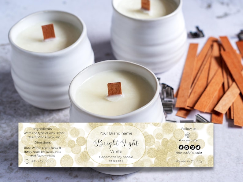 Editable Candle Label Canva Template | Custom Soy Candle Wrapper ...