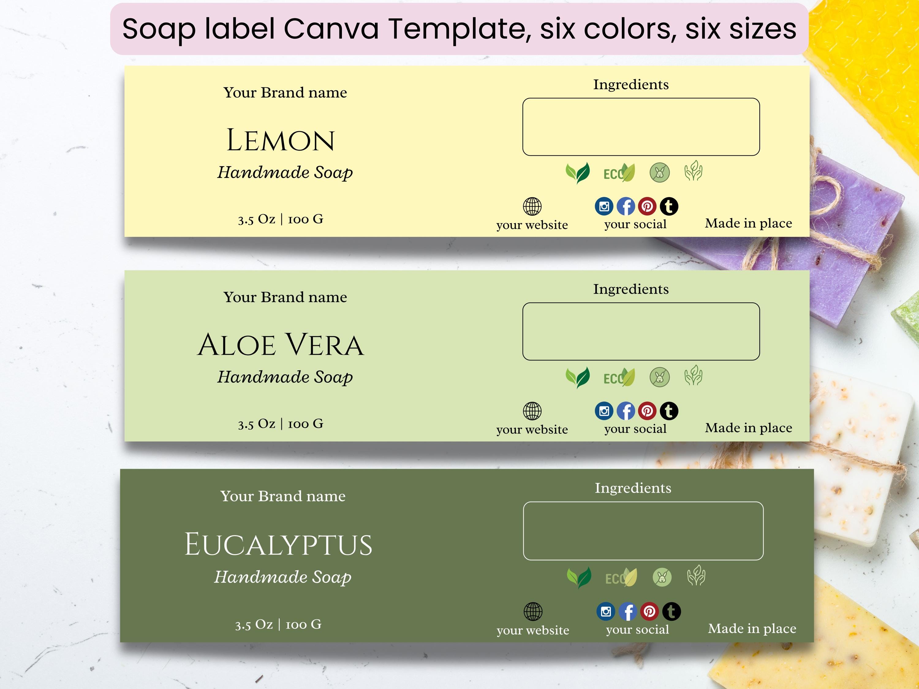 Editable Soap Label Canva Template | Soap Bar Wrap Sleeve Label | DIY ...