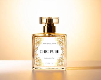 高級香水ボトルラベルテンプレート、Canva香水ステッカーデザイン