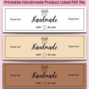Printable Wrap Label for Handmade Products|Wrapper packaging for socks, dishcloths, coasters, crochet, handsewing| non-editable PDF labels