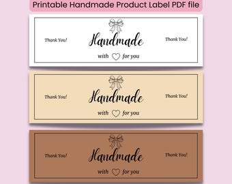 Druckbares Wickeletikett für handgemachte Produkte|Eingewickelte Verpackung für Socken, Geschirrtücher, Untersetzer, gehäkelt, handgenäht Nicht bearbeitbare PDF-Etiketten