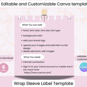 Puede incluir: Una plantilla digital rosa con el texto "Plantilla de Canva editable y personalizable". La plantilla incluye una lista de funciones y requisitos editables, con el logotipo de Canva. Tambi&eacute;n son visibles las palabras "Descarga instant&aacute;nea".