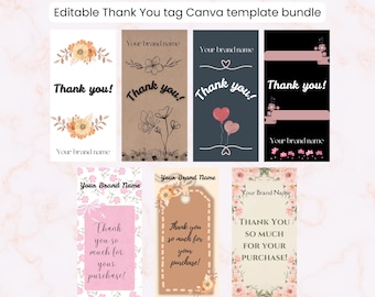 Plantilla de Canva para etiquetas de agradecimiento editables/Etiqueta de agradecimiento al cliente DIY/Etiqueta para encarte en paquetes comerciales/Etiquetas de regalo/3 tamaños, 7 diseños