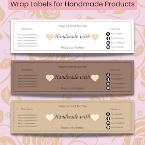Editable Wrap Label Canva Template Kitchen cloth wrap Printable Product Band for Crochet, Knitting, Baby Clothes | Small Business Packaging