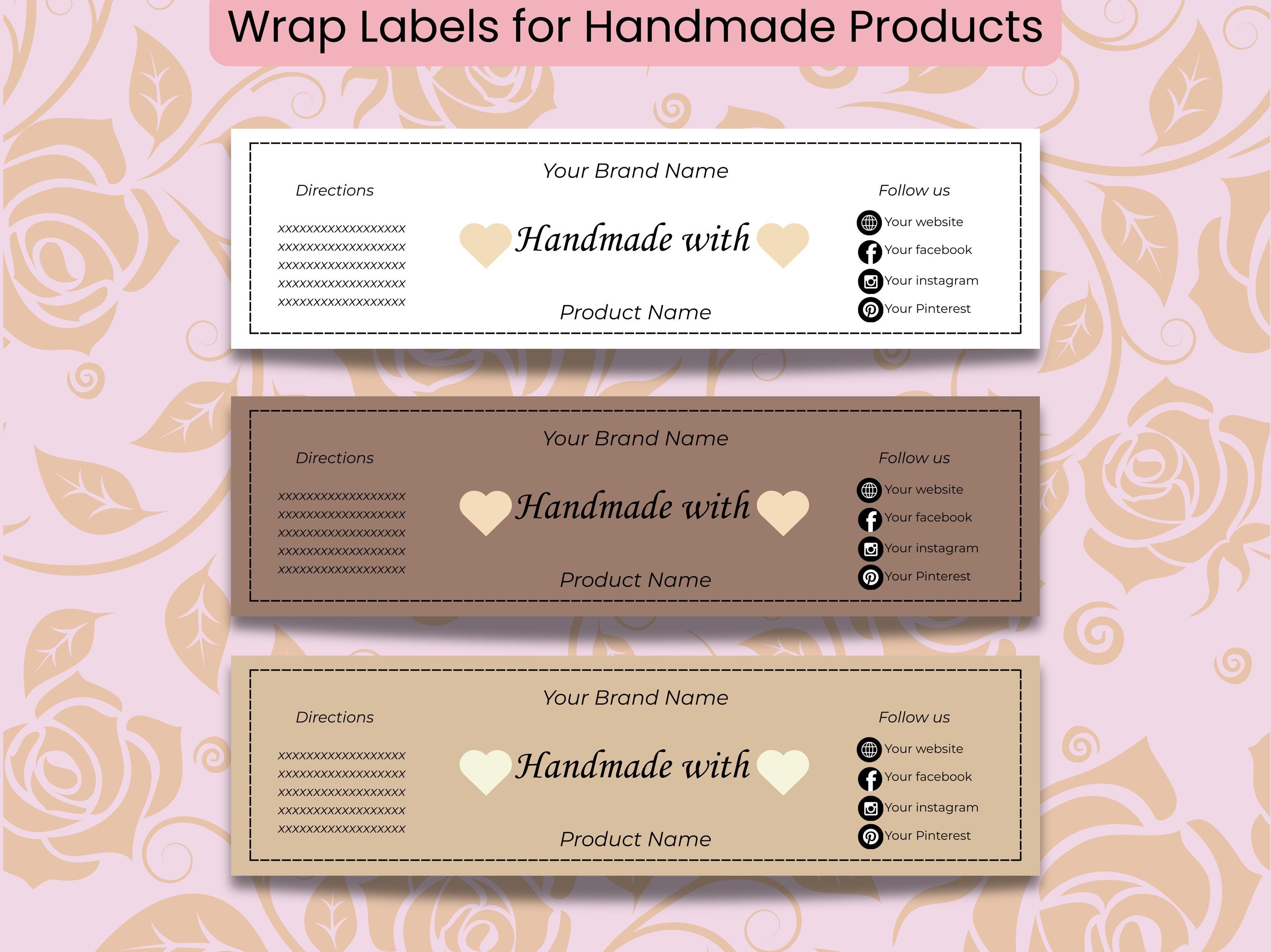 Bearbeitbares Verpackungsetikett Canva Template Küchentuch wrap Printable Produktband zum Häkeln, Stricken, Babykleidung | Verpackung für Kleinbetriebe