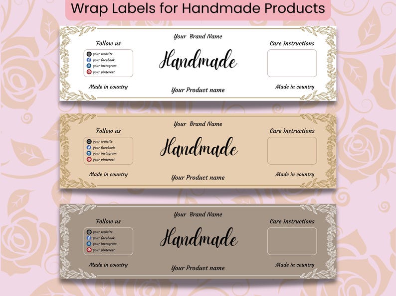 Editable Wrap Label Canva Template|printable Band Wrapper for Crochet ...