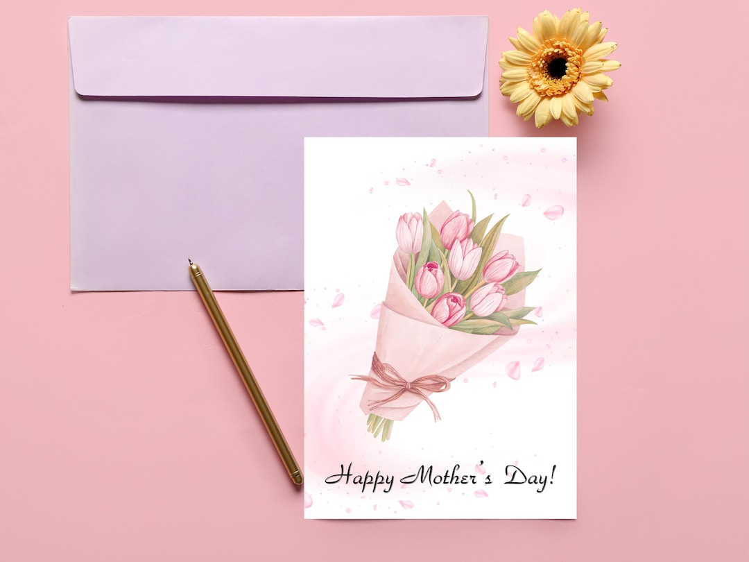 Mother's Day Card | Floral Bouquet Design, 5x7 Greeting Card | Digital ...