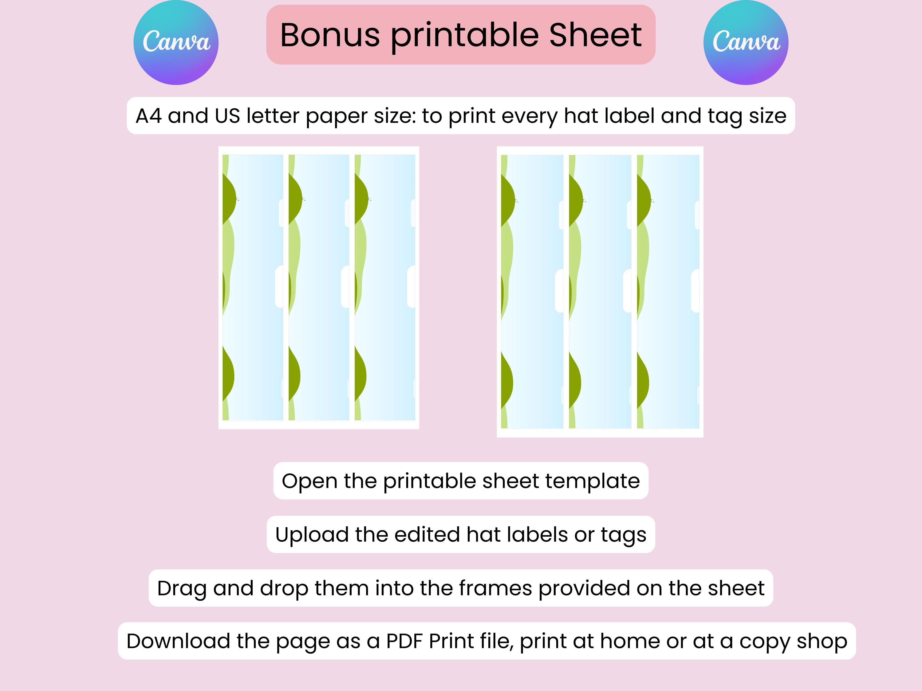 Editable Hats Label Canva Template | Matching Hats Cuff Tags | Custom ...