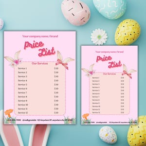 Osterpreisliste Canva Template DIY Preisliste Osterhasen-Stil Preishilfe für Osterartikel Osterhasen-Preisliste