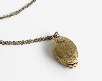 4-Page Oval Bronze Locket Necklace