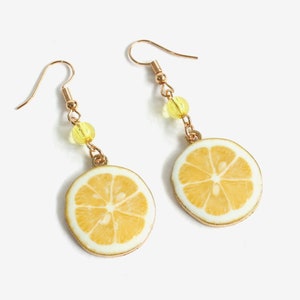 Lemon Earrings (hooks or clip ons)