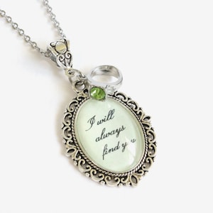 I will always find you necklace with green rhinestone ring charm OUAT image 1