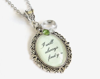 I will always find you necklace with green rhinestone ring charm (OUAT)