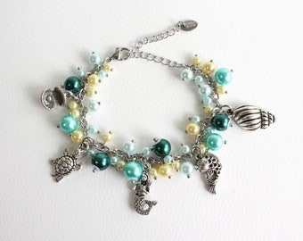 Mermaid and Friends Charm Bracelet Stainless Steel Chain