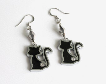 Black Cat Dangle Earrings