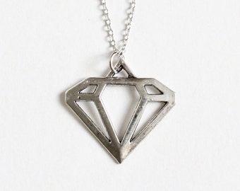 Silver Diamond Shape Necklace