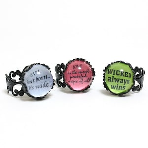 OUAT rings: Evil isn't born / Wicked always wins / Love is the most powerful magic of all