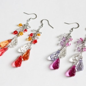 3-color Water Drop Earrings (Red or Purple theme) image 1