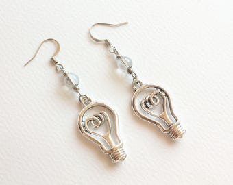 Light Bulb Dangle Earrings (Hooks or clip-ons)