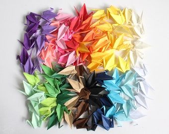 50 of 100 origami kraanvogels (meerkleurig papier) 7cm of 10cm of 15cm