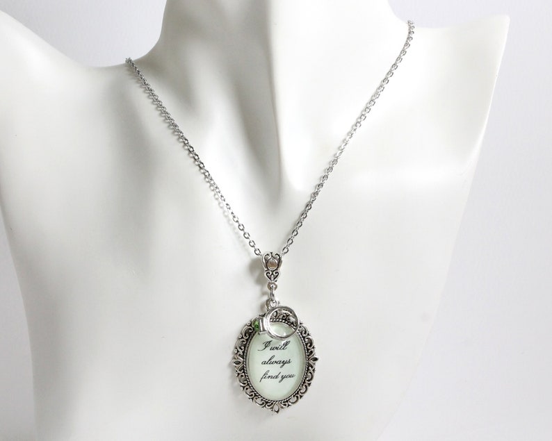 I will always find you necklace with green rhinestone ring charm OUAT image 4