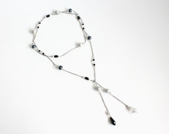 Black Theme Beaded Open End Necklace