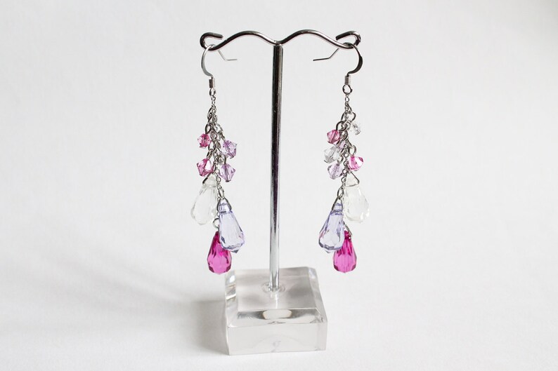 3-color Water Drop Earrings (Red or Purple theme) Purple theme