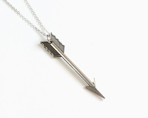 Large Silver Arrow Necklace - Etsy