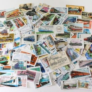 25 to 150 train/locomotive/railway/train wagon cancelled stamps