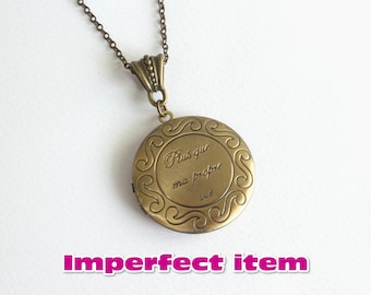 Imperfect Plus que ma propre vie (more than my own life) matte bronze locket necklace
