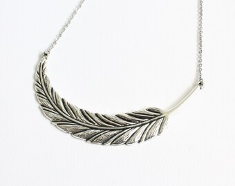 Large Feather Necklace (Silver or Bronze)