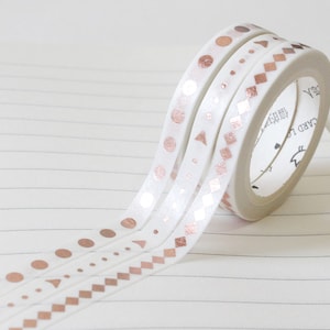 Thin washi tape (set of 3) - metallic rose gold / metallic colors / stationery