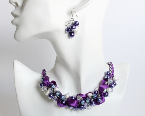 Purple Rhinestone Necklace and Earrings Set Wedding Bridal - Etsy Sweden | Purple  jewelry, Women's jewelry and accessories, Fashion jewelry
