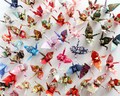 50 or 100 origami cranes (patterned paper) 7cm or 14cm