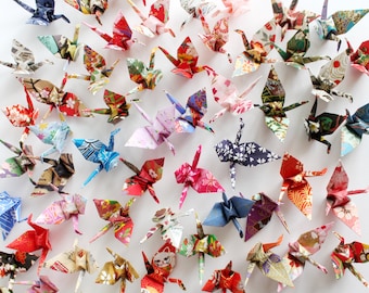 50 or 100 origami cranes (patterned paper) 7cm or 14cm