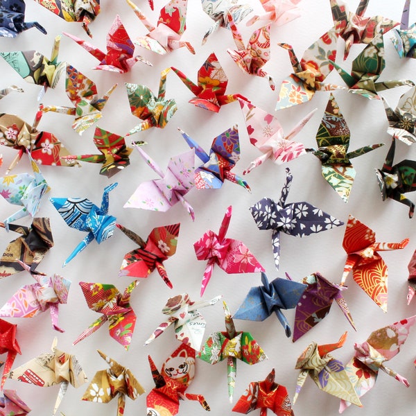 50 or 100 origami cranes (patterned paper) 7cm or 14cm