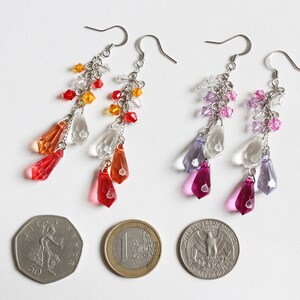 3-color Water Drop Earrings (Red or Purple theme) image 5