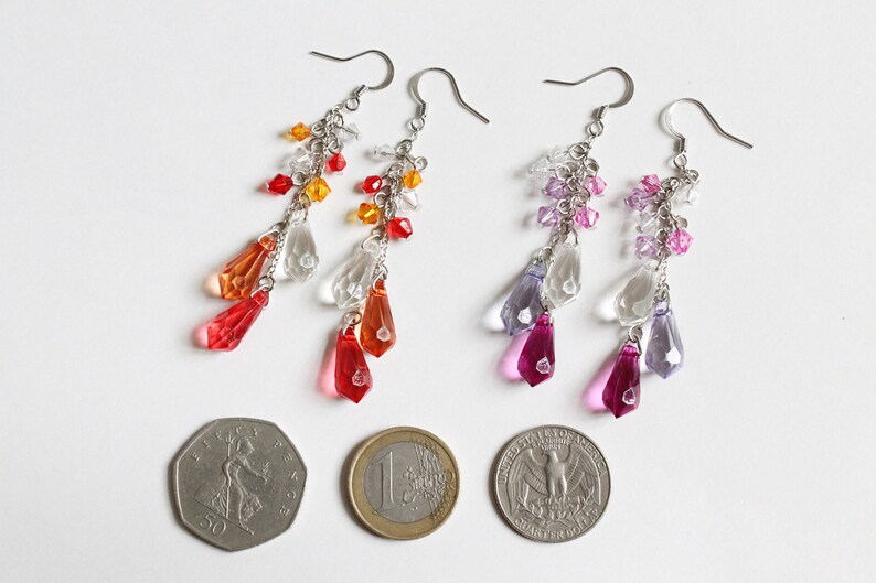 3-color Water Drop Earrings (Red or Purple theme) image 5