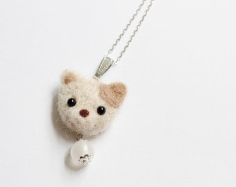Needle Felted Puppy Necklace