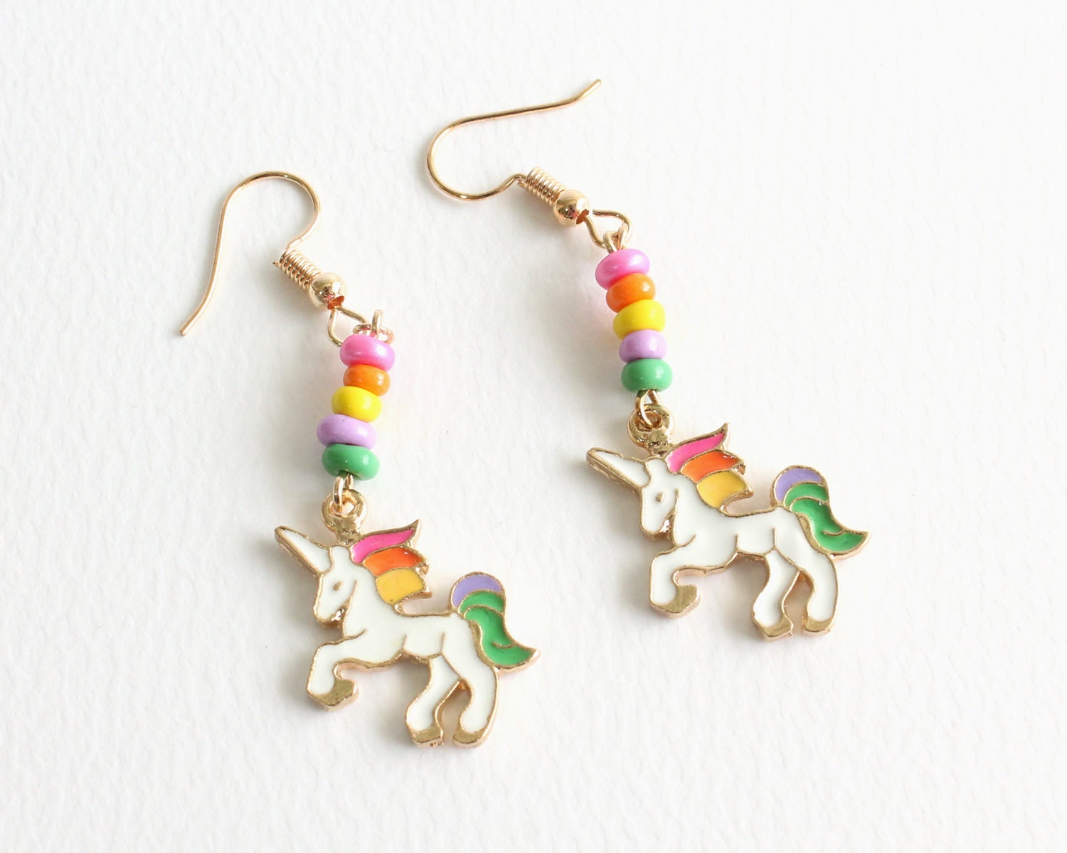 Rainbow Unicorn Earrings hooks or Clip Ons  Etsy
