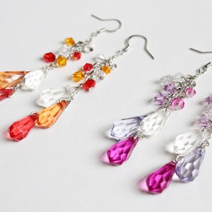 3-color Water Drop Earrings (Red or Purple theme) image 2