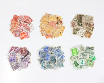 Color themed vintage used stamps for scrapbooking and collage