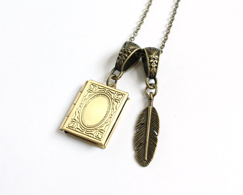 Diary Locket and Quill Necklace Etsy