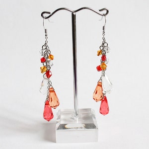 3-color Water Drop Earrings (Red or Purple theme) Red theme