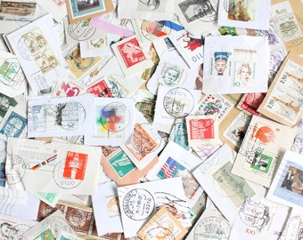 100 Germany used stamps ON-Paper or OFF-Paper for scrapbooking and collage